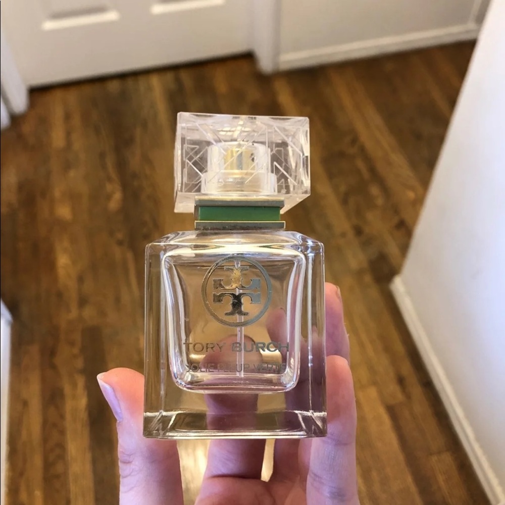 Empty Tory Burch verde perfume bottle